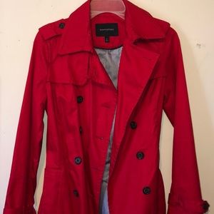 Long red trench coat